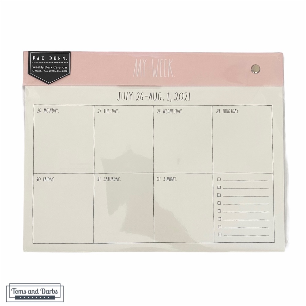 Rae Dunn MY WEEK Weekly Desk Calendar 2021-2022